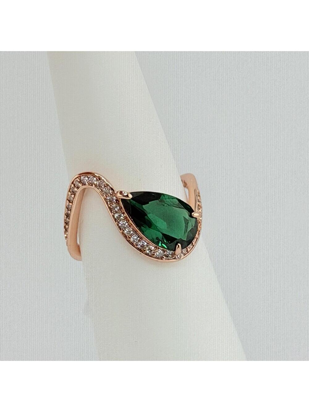 Bomb Party May 2026 Sz 9 "The Arden  Ring" Lab Created Emerald on Rose Gold